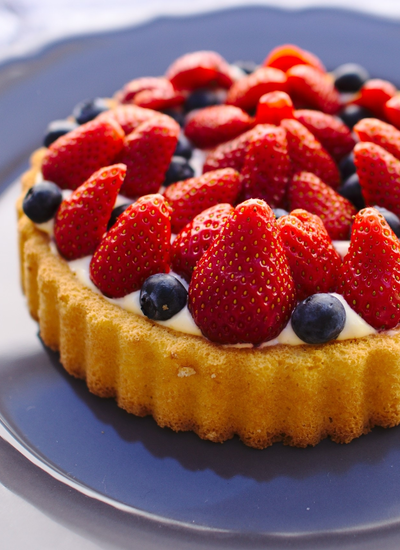 Hier ist ein Erdbeerkuchen – ganz schön ereignislos, wenn die wichtigste Zutat fehlt.